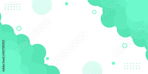 Fresh green abstract background with layered circle shapes and modern geometric accents.