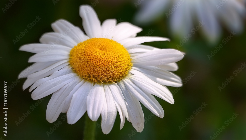 Fototapeta premium chamomile elegance a stunning close up of a pristine chamomile flower revealing the delicate detail of its white petals and vibrant yellow center capturing the essence of natural beauty