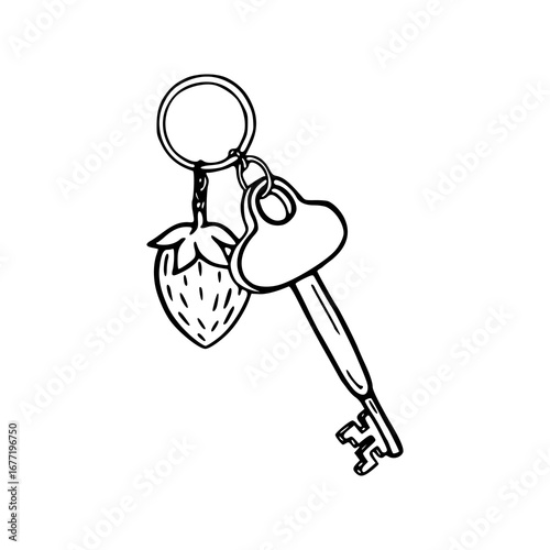 key and strawberry keychain
