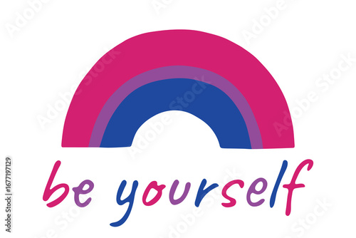 Colorful rainbow shape Bisexual pride flag Happy pride day LGBTQIA community Pride Month Vector hand drawn doodle for posters, stickers, logo, cards