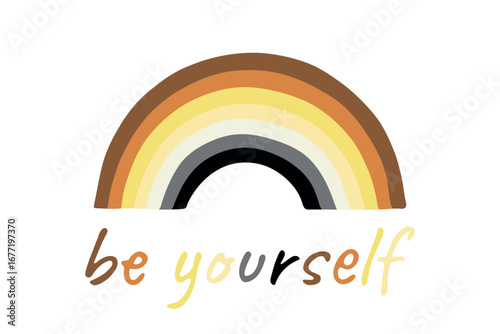 Colorful rainbow shape Bear brotherhood pride flag Happy pride day LGBTQIA community Pride Month Vector hand drawn doodle for posters, stickers, logo, cards