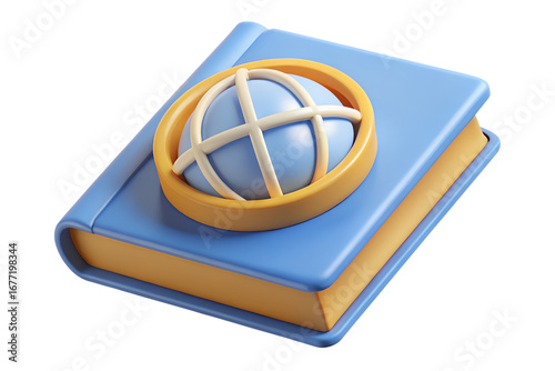 Realistic 3D render of colorful hardcover books stacked vertically.