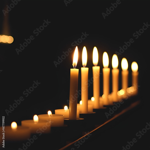 Tenebrae Service Candlelight:  A Tenebrae service with candles gradually extinguished, symbolizing the growing darkness on Good Friday