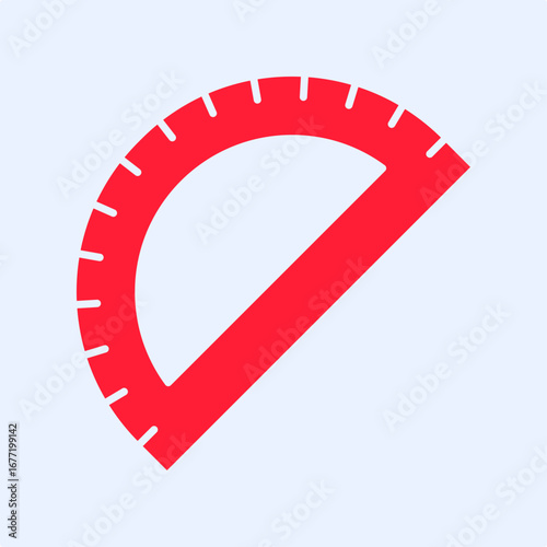 Protractor symbol trendy artwork useful vector Illustration red design beautiful colorful background