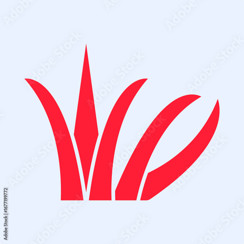Grass symbol trendy artwork useful vector Illustration red design gorgeous colorful background