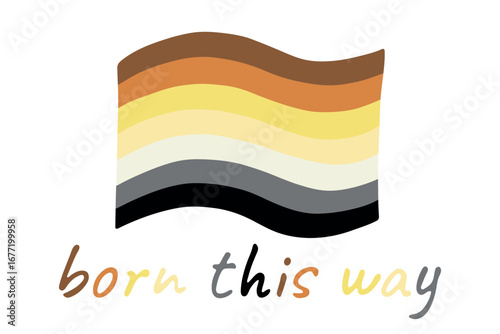 Colorful Bear brotherhood pride flag Happy pride day LGBTQ community Pride Month Vector hand drawn doodle for posters, stickers, logo, cards