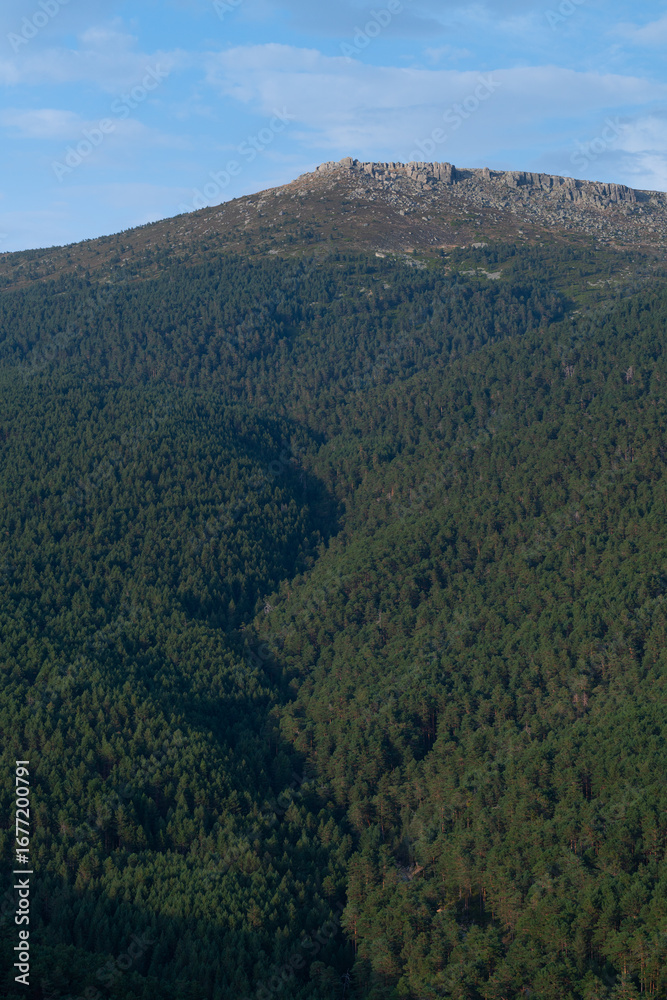 Obraz premium The Urbión Peaks mountain range from the Castroviejo rock formation in the Laguna Negra and Urbión Glacial Circus Natural Park. Duruelo de la Sierra, Soria, Castile and León, Spain, Europe