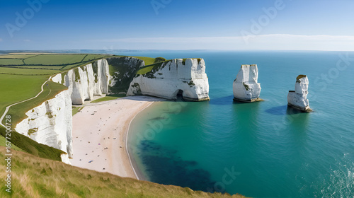 View of Old Harry Rocks at Handfast Point, on the Isle of Purbeck in Dorset