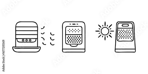 Vector art of food dehydrator icons for food preservation