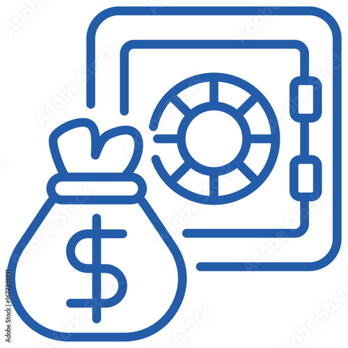 Savings Outline Blue Icon