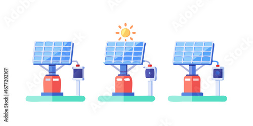 Vector art of solar panels generating renewable energy