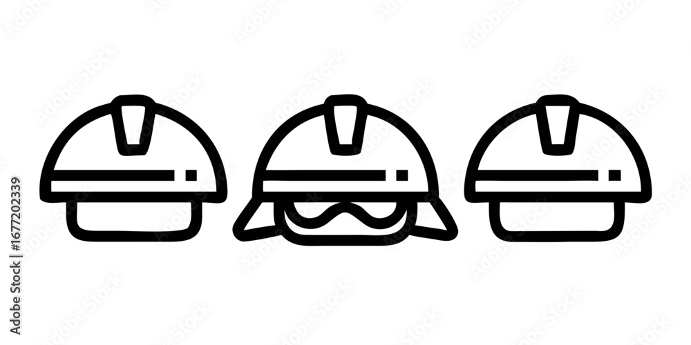 Fototapeta premium Vector art of three construction helmets