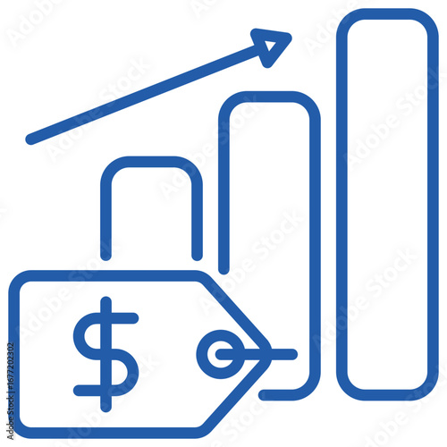 Inflation Outline Blue Icon