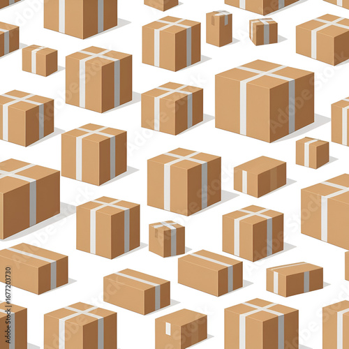 Parcel boxes carton vector illustration, warehouse parts, cardboard cargo shipment boxes, package paper box flat cartoon design isolated on white