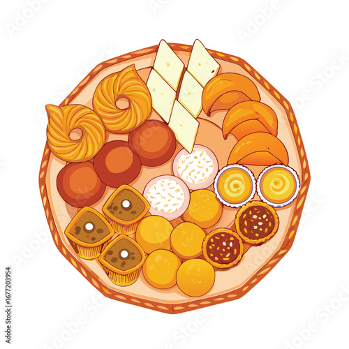 Assortment of colorful sweet treats arranged on a platter sweets dessert