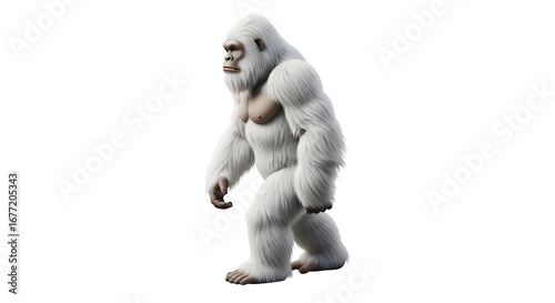 Large muscular white yeti creature walking in profile.