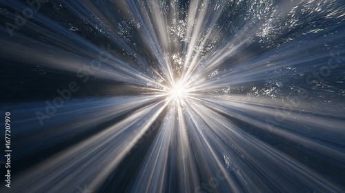 A radiant burst of light piercing through mysterious depths illuminating the unknown with spectral