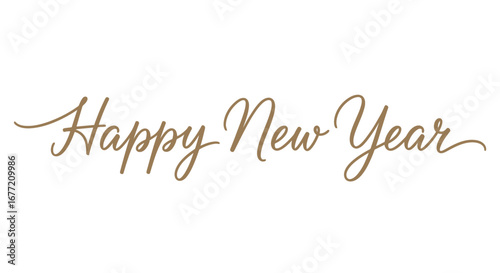 Elegant script lettering wishes a Happy New Year.