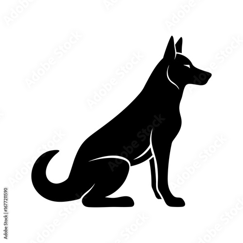 Black Tribal Sitting Dog Vector Illustration – Abstract Canine Tattoo Style Design – Decorative Pet Animal Logo for Emblem, Mascot, or Art
