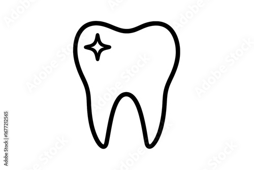 Healthy tooth line icon. Dental care, stomatology concept. Clean shining tooth symbol for dentist clinic logo. Oral hygiene, protection and health sign. Vector illustration