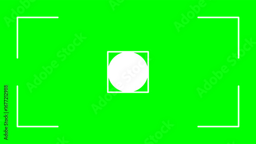 Camera viewfinder illustration with circle focus point in the center for photography and videography composition guide.
