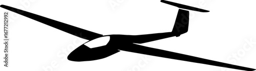 Classic Glider Airplane Silhouette ? Soaring Flight Vector With White Background 