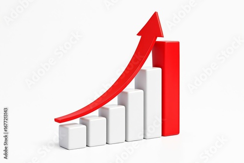 Free Download Red arrow curving upwards over a bar graph showing financial growth - GFXLoad