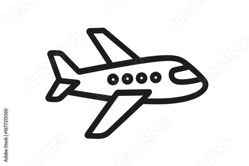 Airplane Outline Icon, Simple Airplane Silhouette Vector Illustration for Graphic Design, Web, Apps, Advertising, Cards, and Transportation Concepts