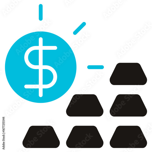 Wealth Glyph Blue Grey Icon