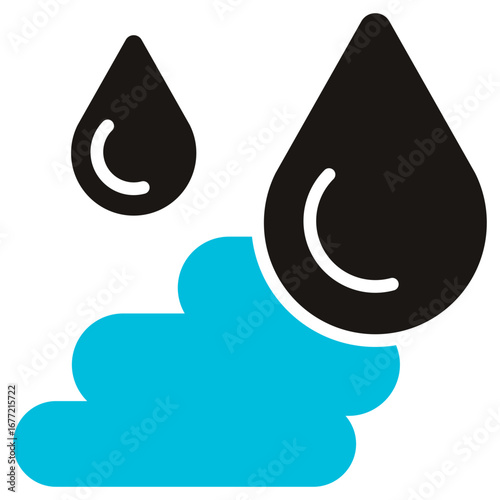Water Glyph Blue Grey Icon