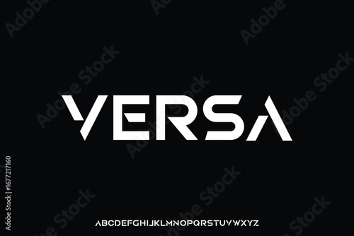 Modern tech futuristic style sans serif alphabet display font vector