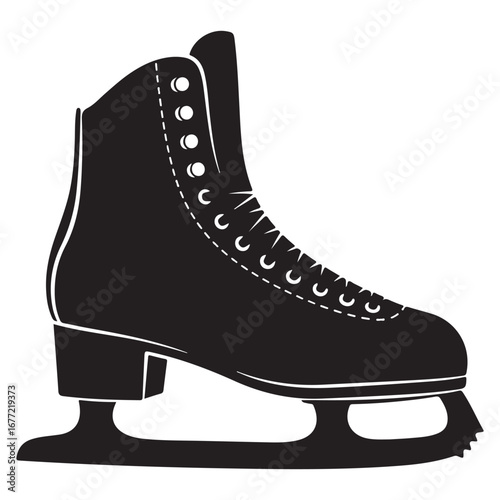 Classic Ice Skate Black Silhouette Illustration