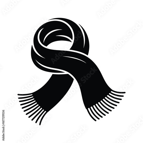 Elegant silhouette of a knotted scarf perfect for winter fashion graphics