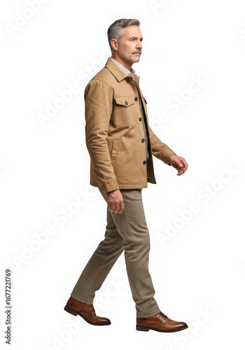 Man walking confident isolated on transparent background