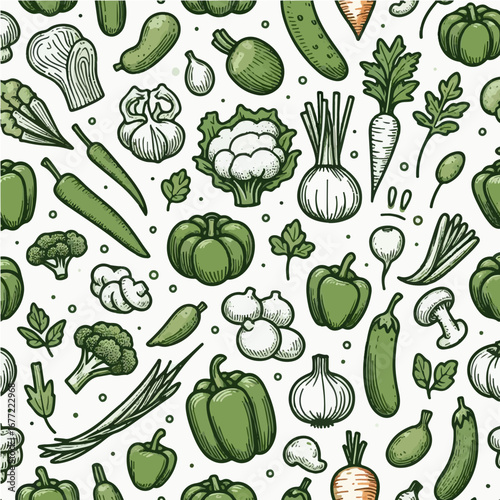 Seamless vector pattern of vegetables