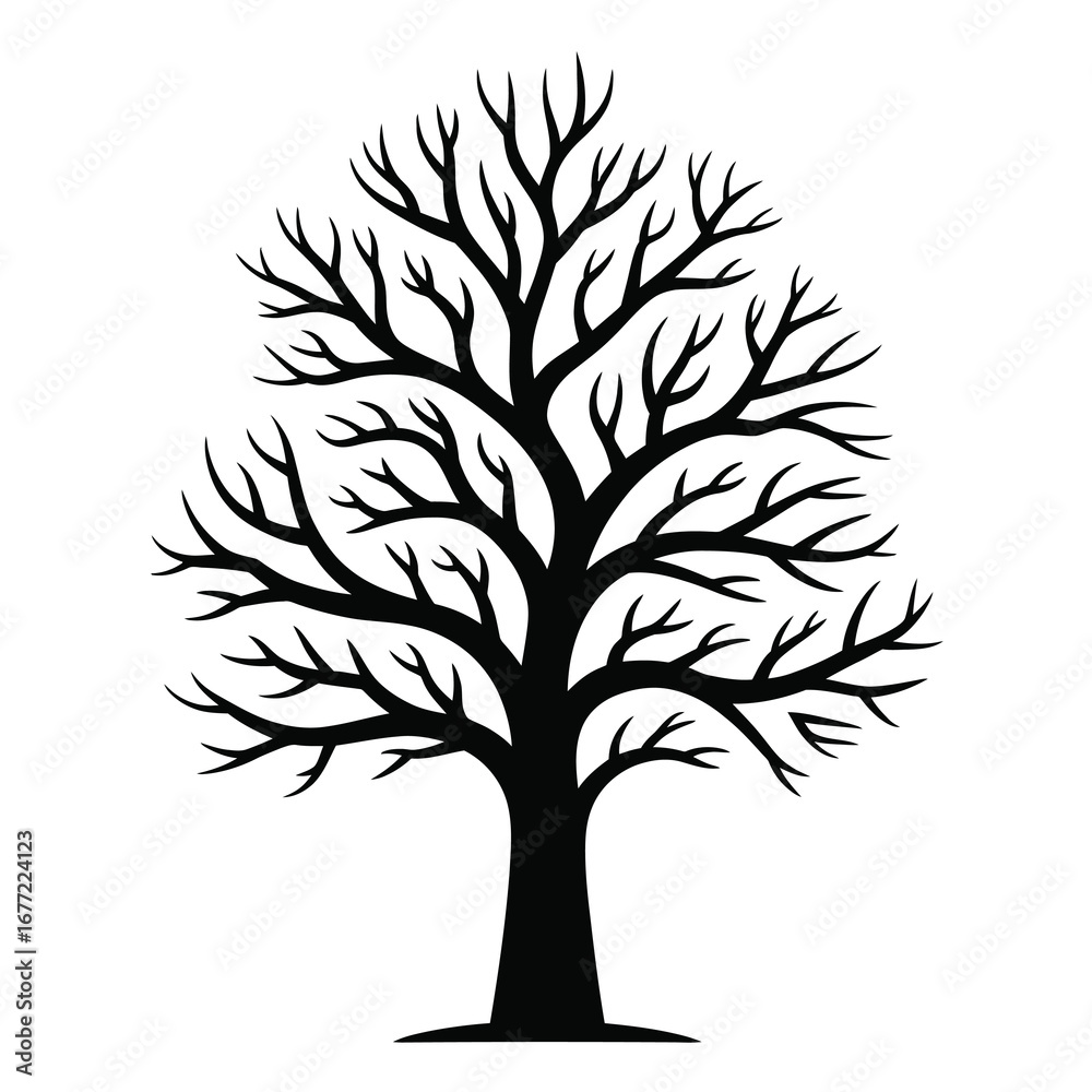 Obraz premium Striking bare tree silhouette vector graphic for artistic designs and nature themes