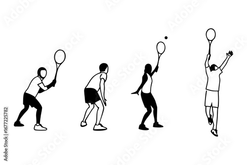 Tennis Serve Sequence Visualizing the Athletic Motion of a Tennis Player During a Powerful Serve from Preparation to Follow-Through