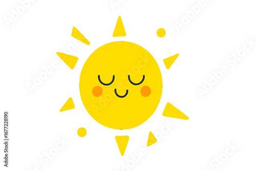 Smiling sun with closed eyes radiating warmth and happiness. Modern 3D Icon Set