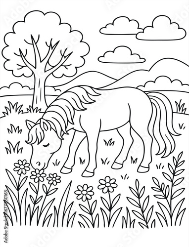 Canvas Print horse coloring page 20.eps