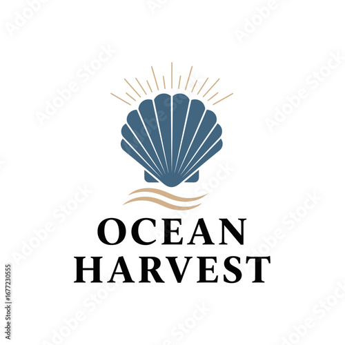 Ocean water sea food harvest, logo design illustration