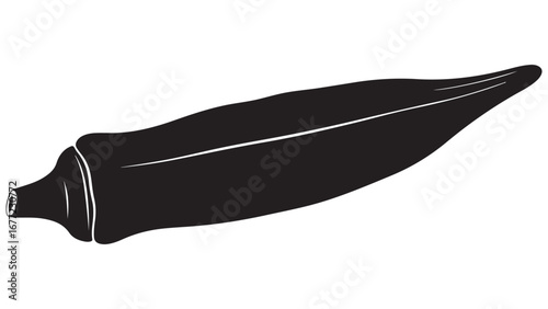 Minimalist Black Okra Pod Silhouette Illustration