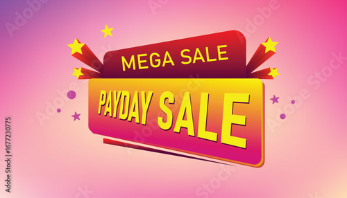 Colorful payday sale banner design with modern gradient style, bold typography, and promotional elements. Perfect for e-commerce sales.