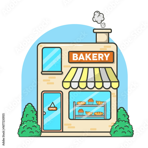 A delightful vector illustration of a cozy bakery shop
