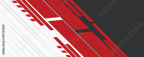 Red white abstract background overlap layer on bright space with diagonal lines effect decoration. Modern graphic design element cutout style concept for web banner, flyer, card, or brochure cover