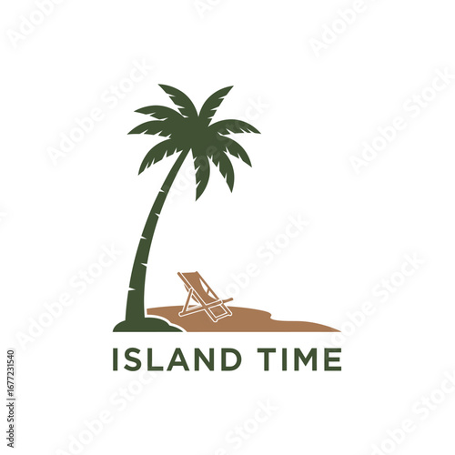island time adventure beach, logo design illustration