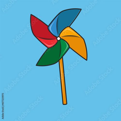 A whimsical vector illustration of a spinning pinwheel
