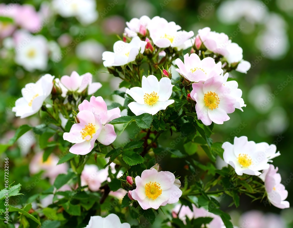 Fototapeta premium Delicate pink and white roses in bloom