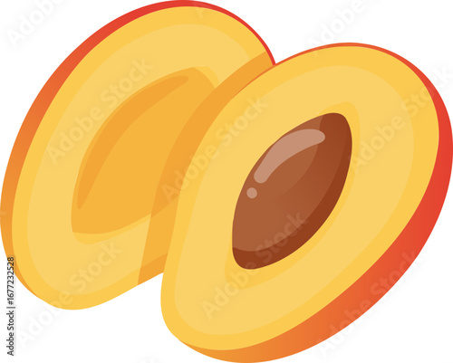 Cut Mango Fruit with Seed, a Fresh Tropical Food Illustration SVG with a Transparent Background