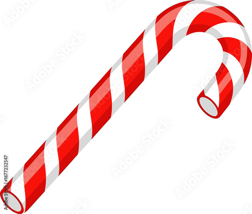 Red Christmas Candy Cane, a Traditional Holiday Sweet Illustration SVG with a Transparent Background