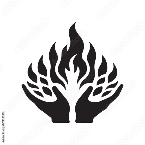 Fire logo art black and white